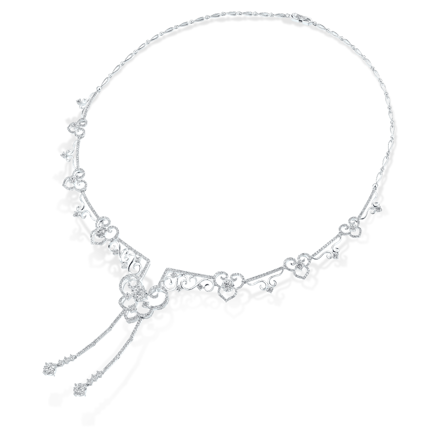 婚嫁系列「幸福如意」18K金（白色）钻石项链