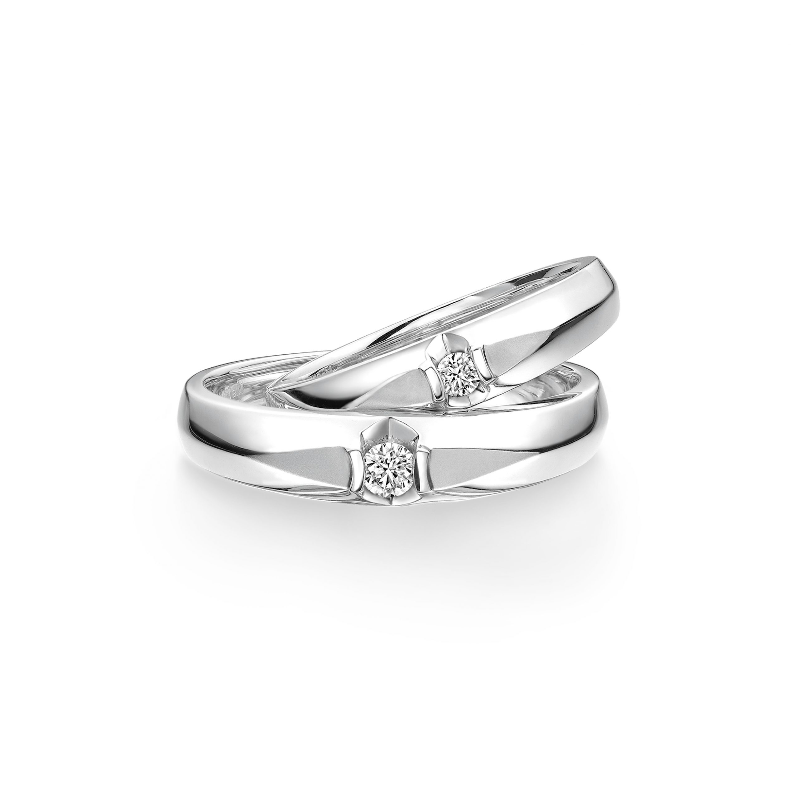 婚嫁系列「两情相悦」18K金钻石对装戒指