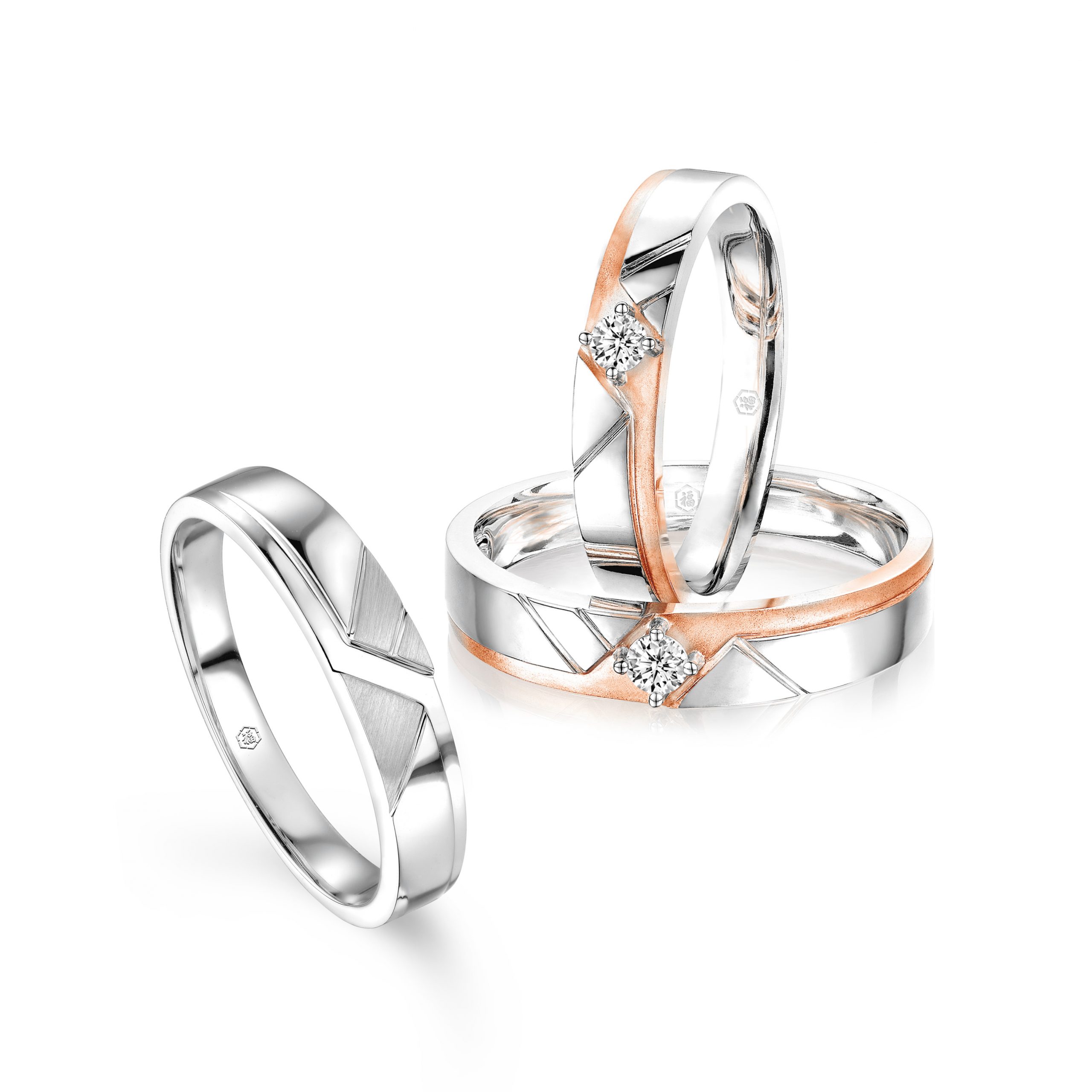 愛恆久系列18K金鑽石對裝戒指