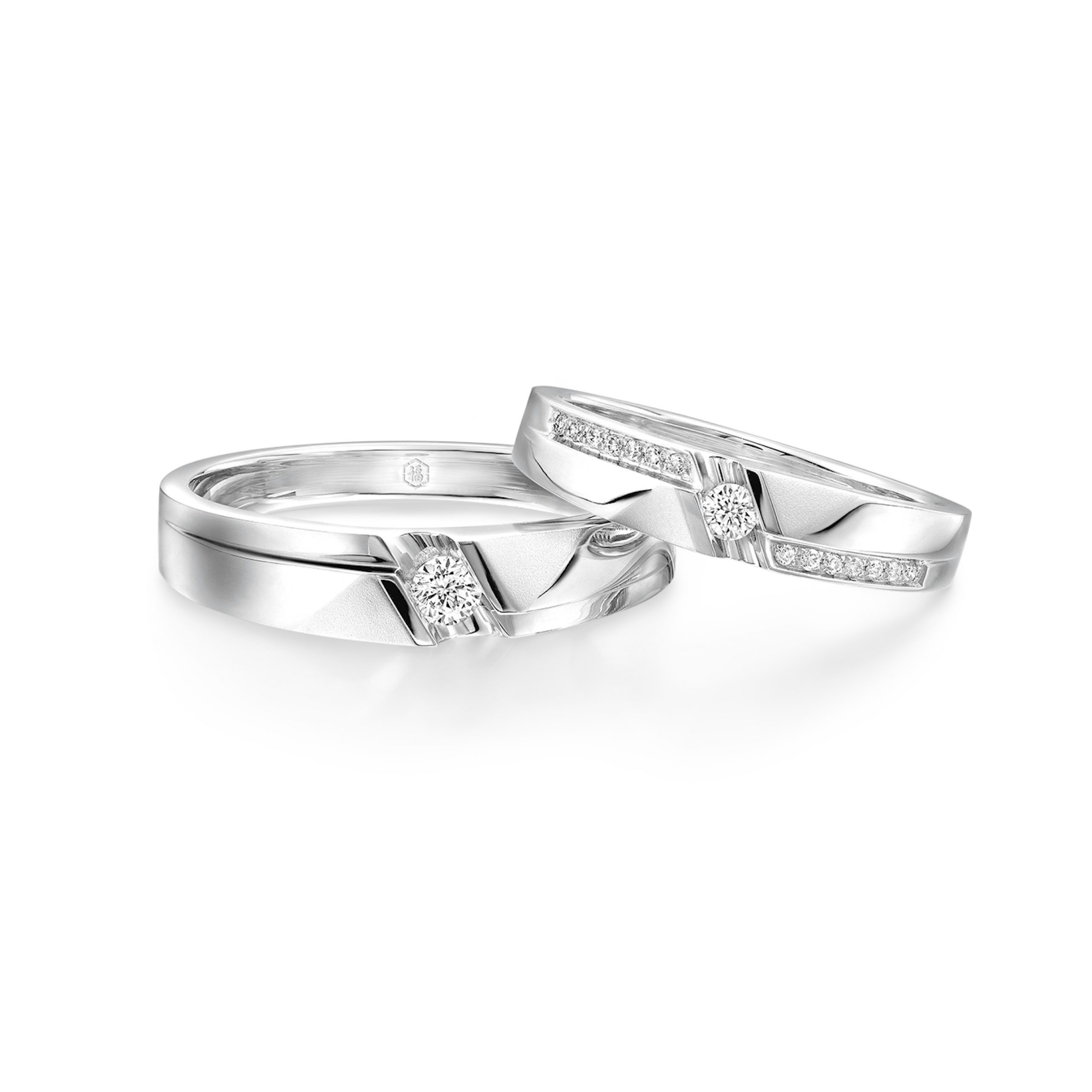 婚嫁系列「甜蜜地帶」18K金鑽石對裝戒指