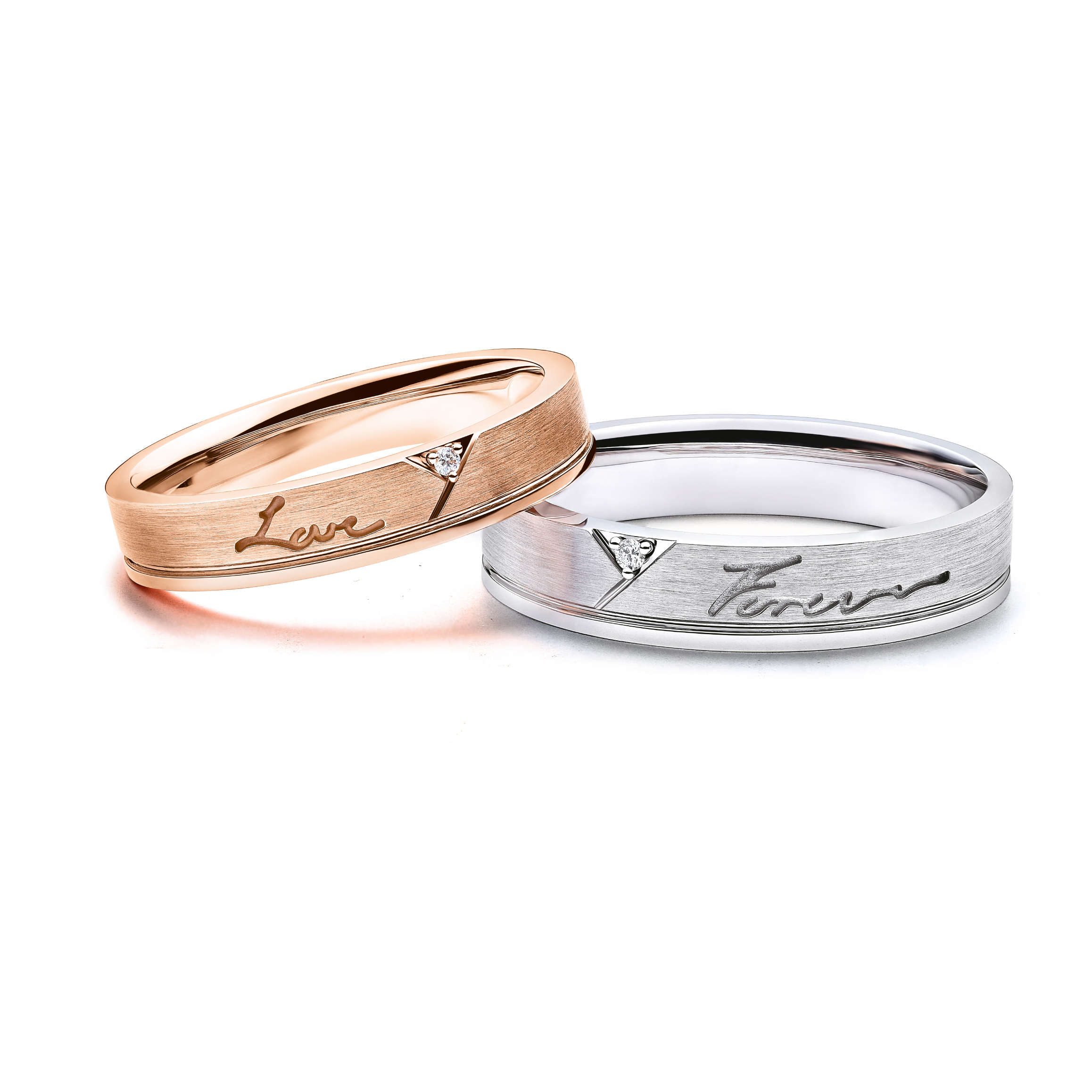 Love Forever Collection 18K Gold Diamond Couple Rings