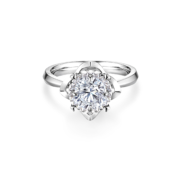 愛很美系列18K金（白色）鑽石戒指
