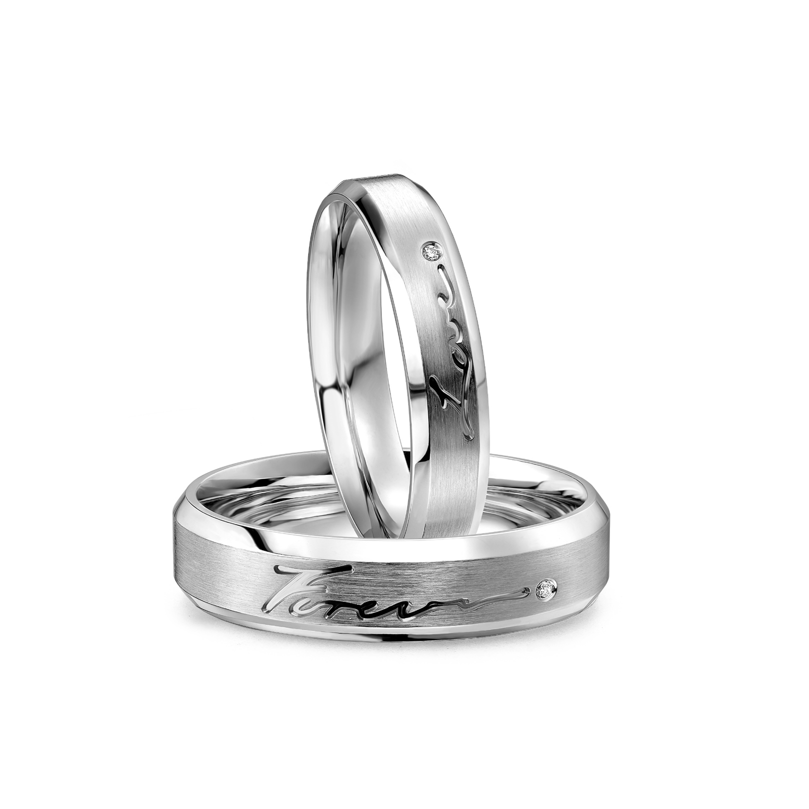Love Forever Collection 18K (White) Gold Diamond Couple Rings