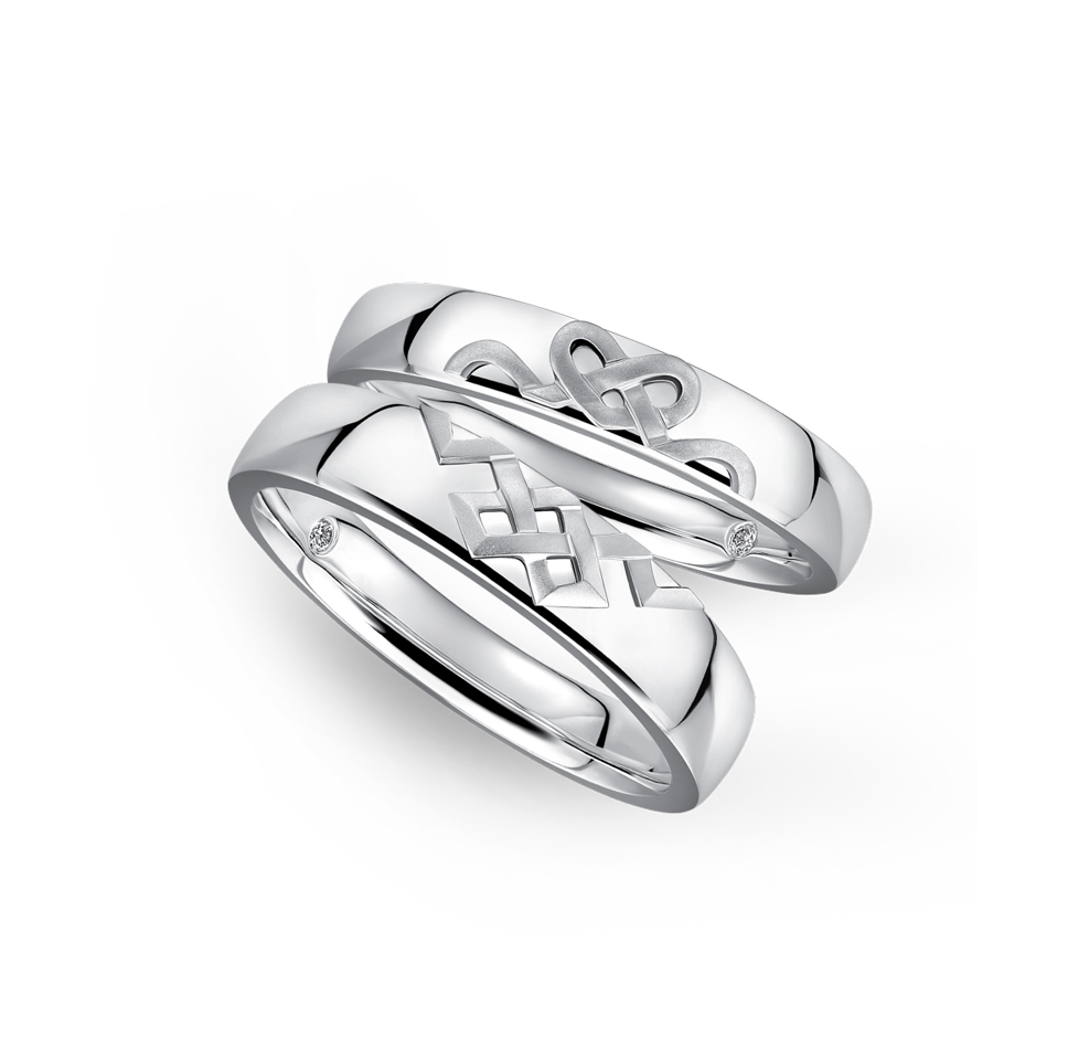 婚嫁系列「喜結良緣」18K金鑽石對裝戒指