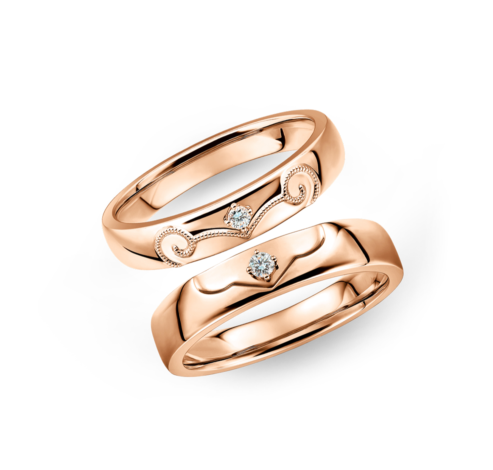 婚嫁系列「如意情長」18K金鑽石對裝戒指