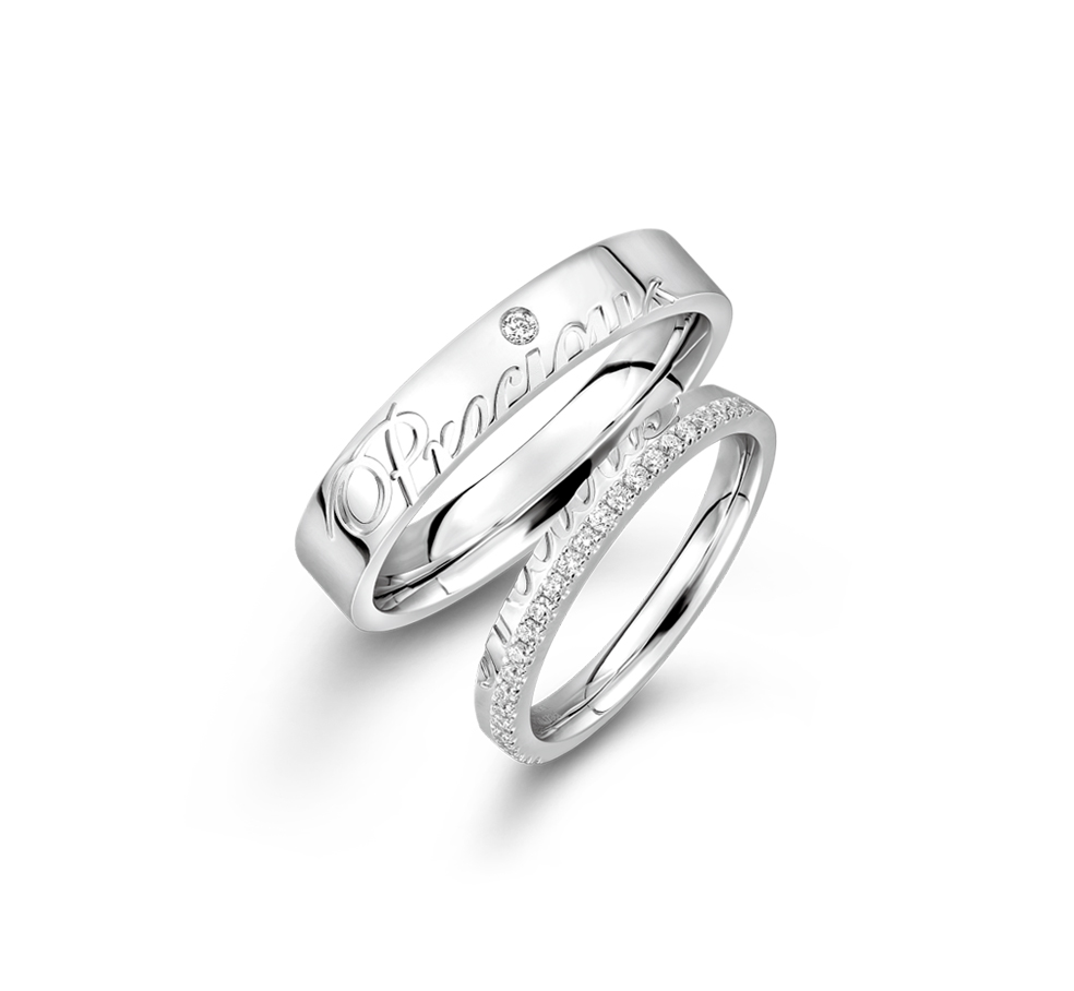 婚嫁系列「一往情深」18K金鑽石對裝戒指