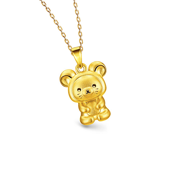輕鬆小熊™系列黃金立體吊墜